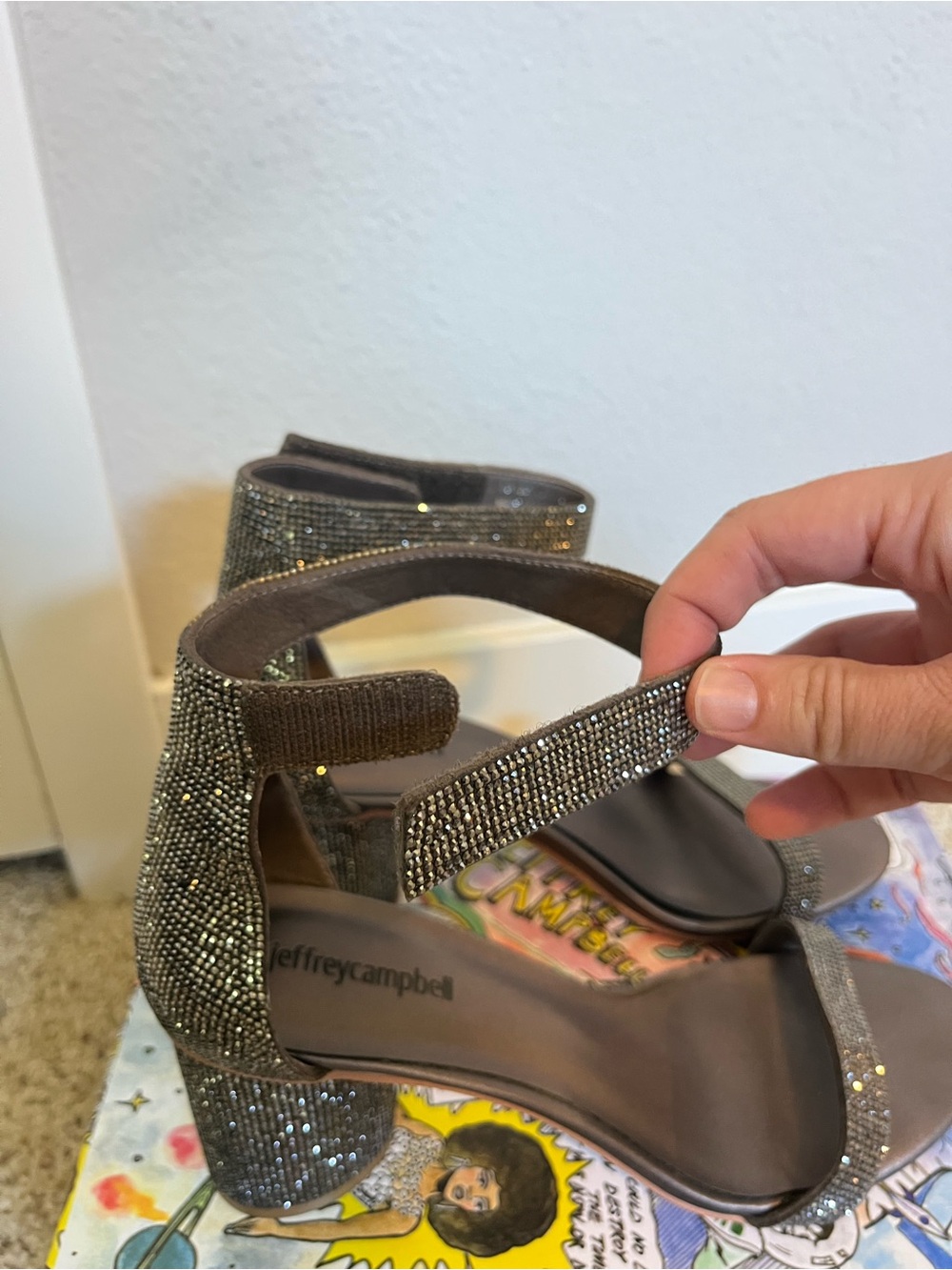 Jeffrey Campbell Embellished Ankle-Strap Dress Sandals in Pewter Combo - Picture 9 of 12